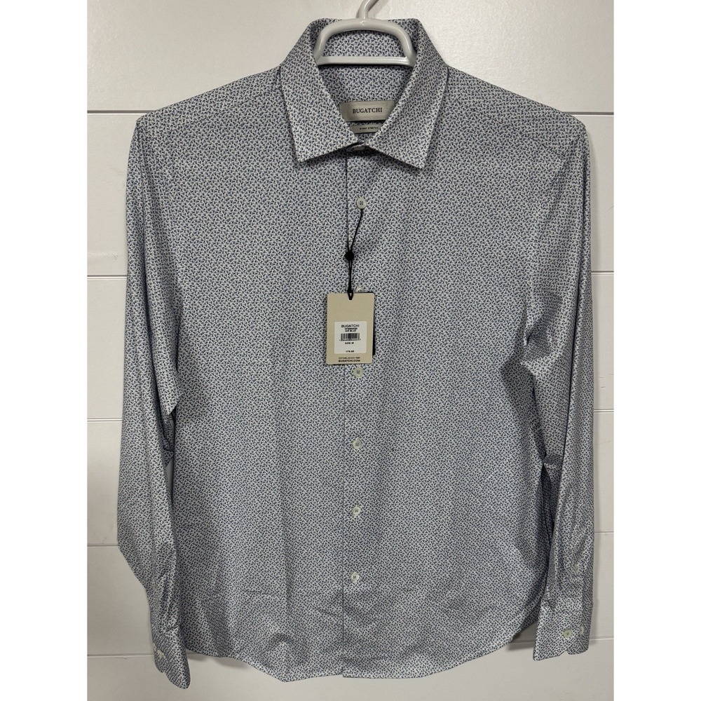 Bugatchi 8 Way Stretch Button Up Shirt Men's Size M Multi Blue MSRP$189 NWT